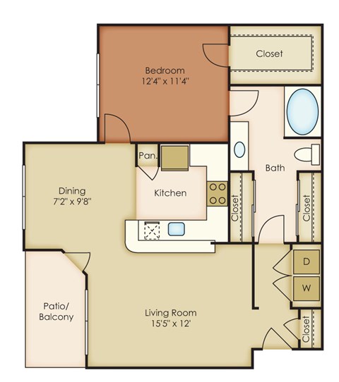 A2 Floor Plan at Villages of Briar Forest, Houston, TX  
